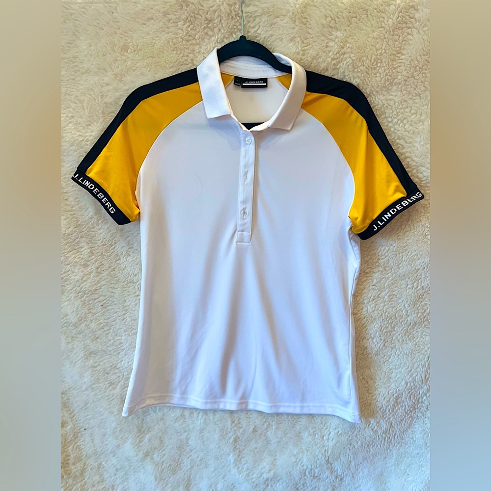 J.Lindeberg White Women Beatrix Golf Polo Size L